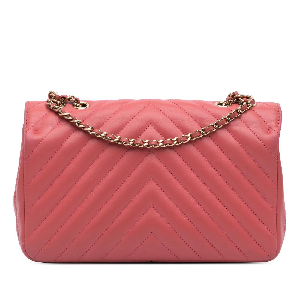 Chanel B Chanel Pink Lambskin Leather Leather Medium Chevron Lambskin Statement Flap France