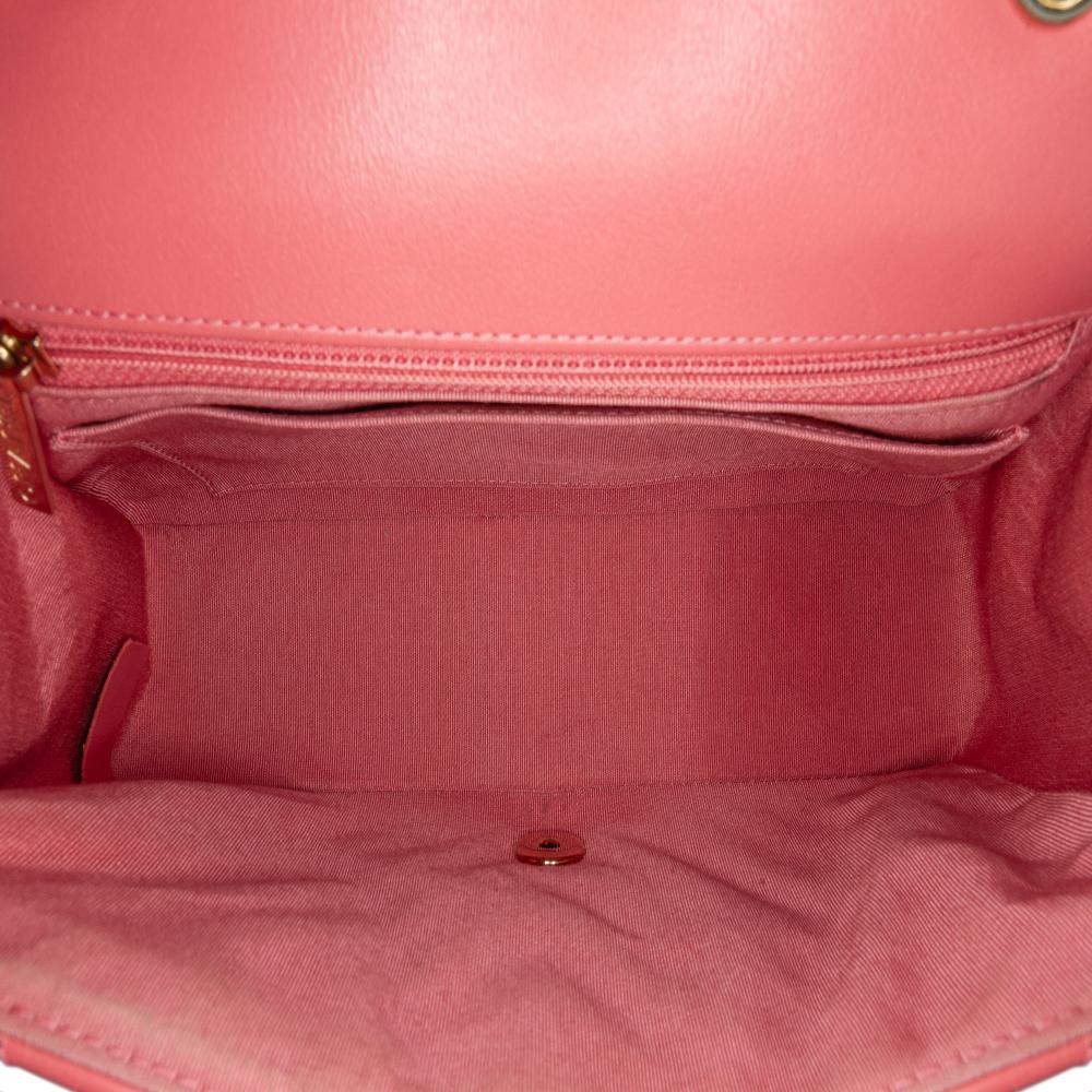 Chanel B Chanel Pink Lambskin Leather Leather Medium Chevron Lambskin Statement Flap France