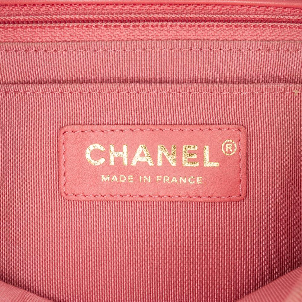 Chanel B Chanel Pink Lambskin Leather Leather Medium Chevron Lambskin Statement Flap France