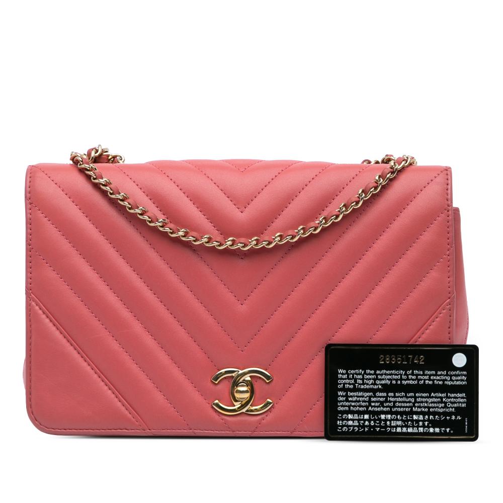 Chanel B Chanel Pink Lambskin Leather Leather Medium Chevron Lambskin Statement Flap France