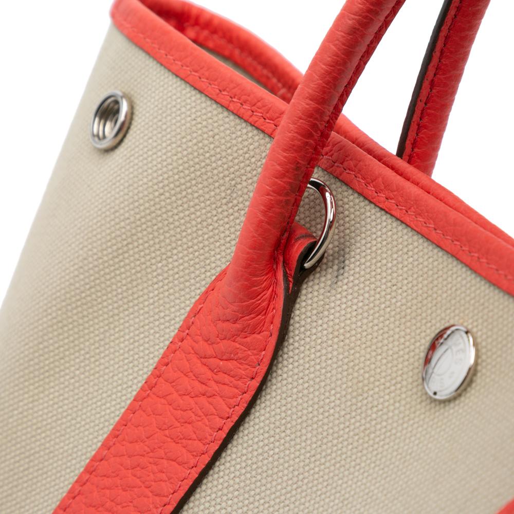 Hermès B Hermès Brown Beige with Red Canvas Fabric Toile and Negonda Garden File 28 France