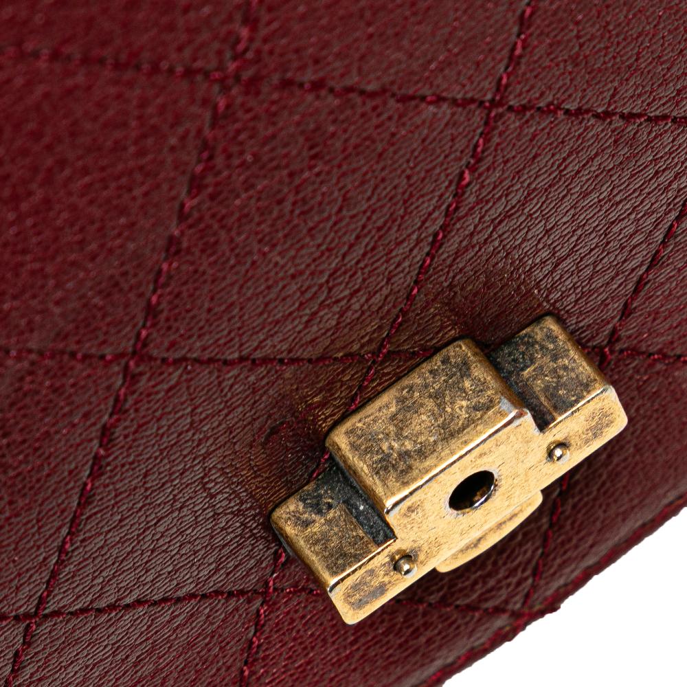 Chanel B Chanel Red Dark Red Calf Leather Medium skin Coco Curve Flap Italy