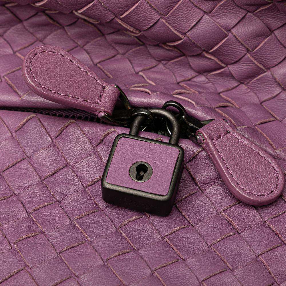 Bottega Veneta B Bottega Veneta Purple Nappa Leather Leather Nappa Intrecciato Cube Crossbody Italy