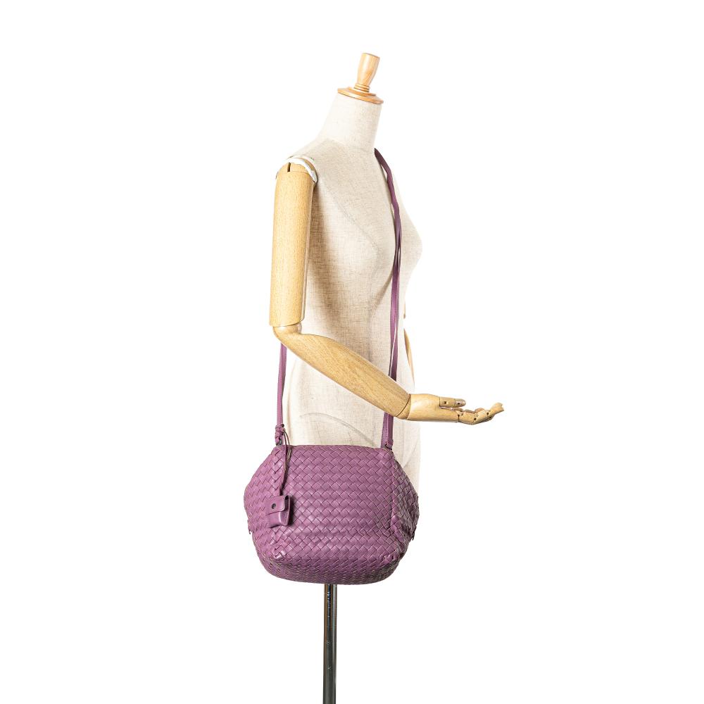 Bottega Veneta B Bottega Veneta Purple Nappa Leather Leather Nappa Intrecciato Cube Crossbody Italy