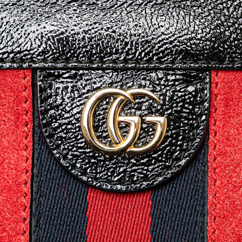 Gucci B Gucci Red Suede Leather Small Ophidia Chain Crossbody Italy