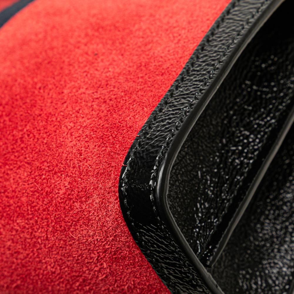 Gucci B Gucci Red Suede Leather Small Ophidia Chain Crossbody Italy