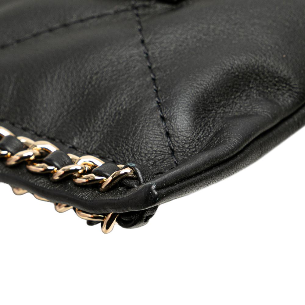Chanel B Chanel Black Calf Leather Quilted skin Chain Flat Shoulder Bag Italy