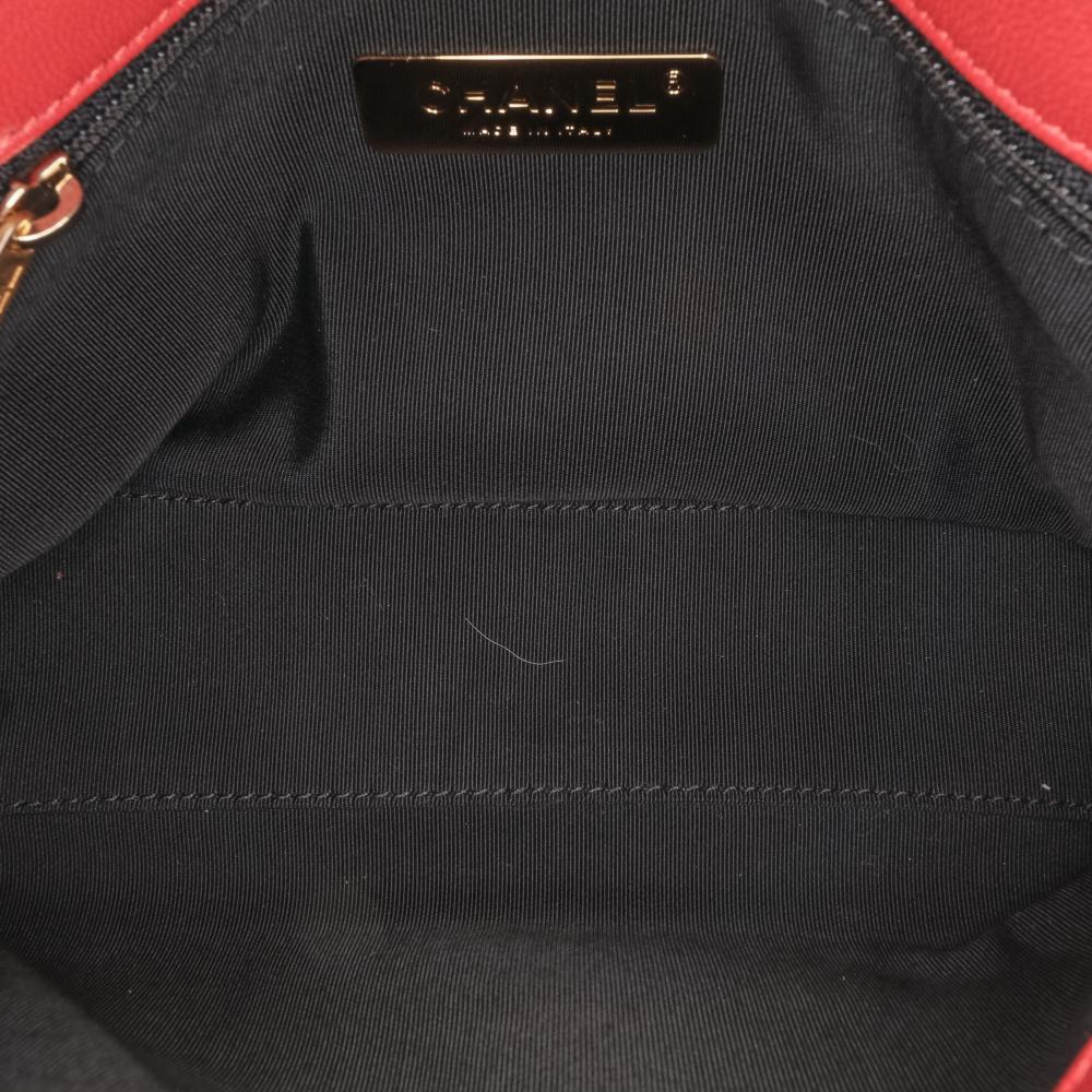 Chanel B Chanel Red Lambskin Leather Leather Small Quilted Lambskin Chain Link Flap Italy