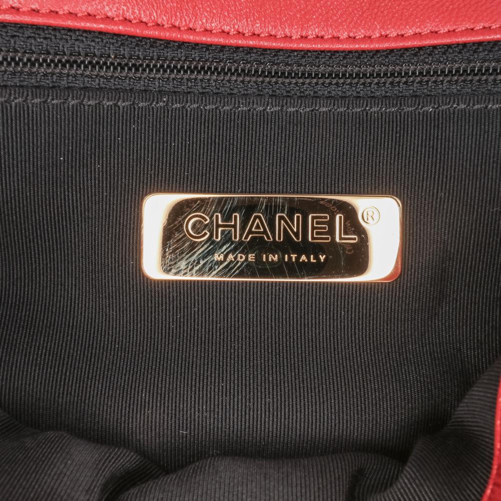 Chanel B Chanel Red Lambskin Leather Leather Small Quilted Lambskin Chain Link Flap Italy