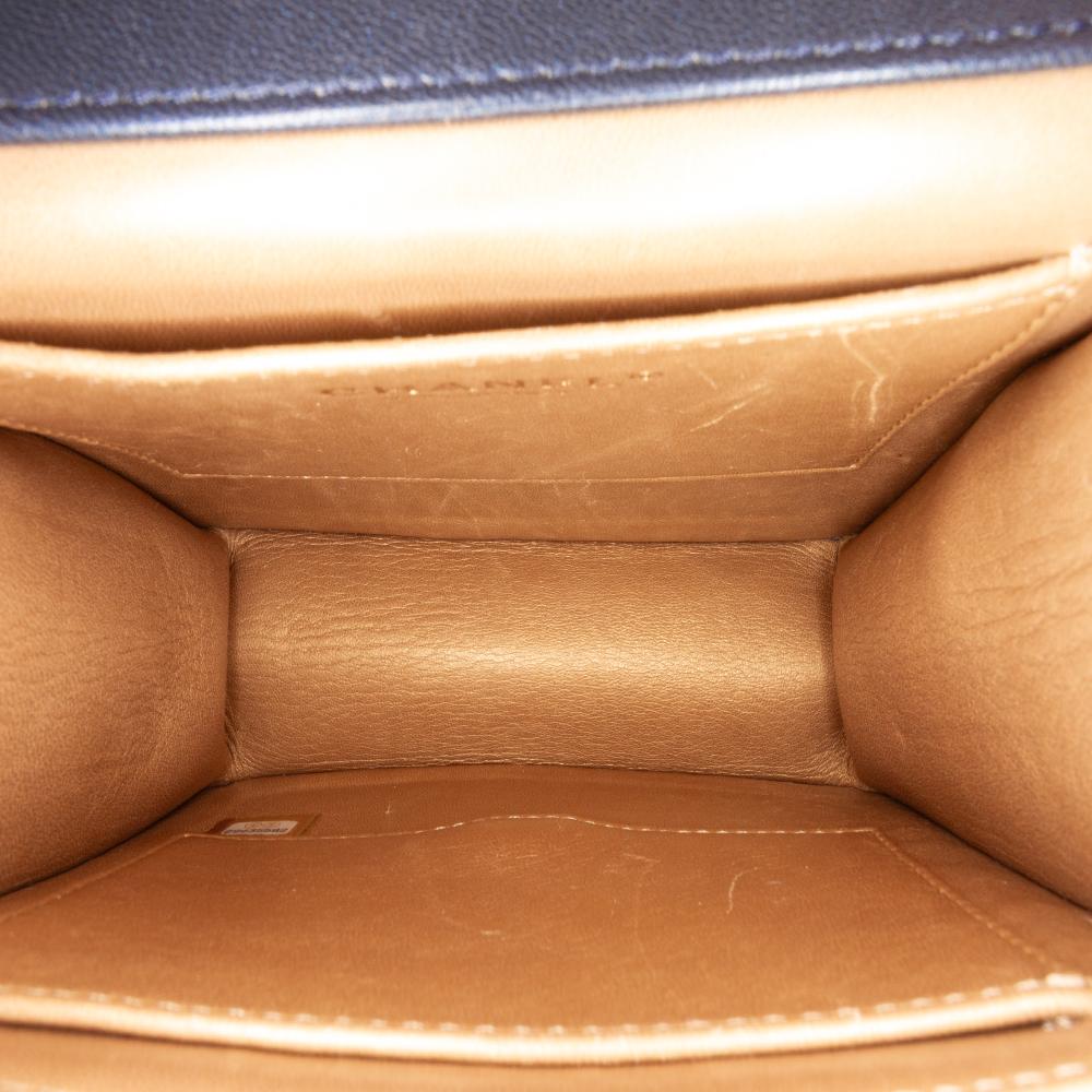 Chanel B Chanel Blue Navy Lambskin Leather Leather Small Lambskin Chic Pearls Flap Italy