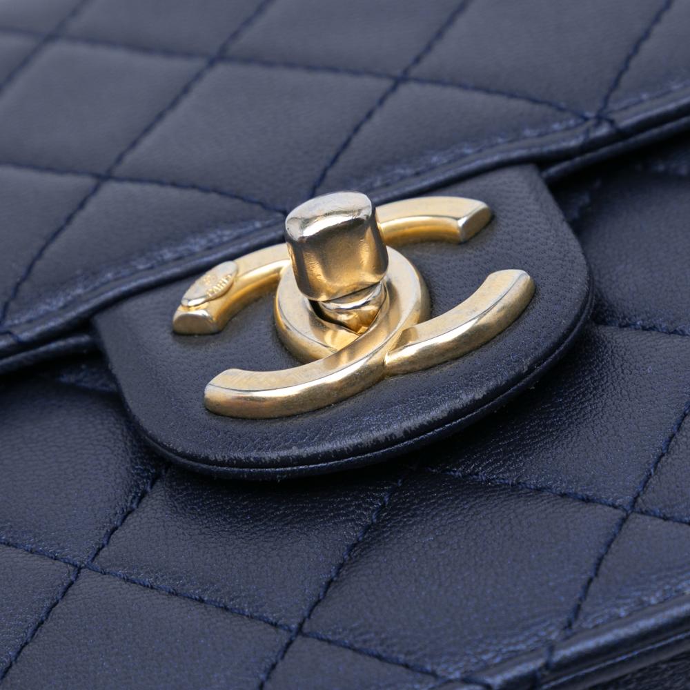 Chanel B Chanel Blue Navy Lambskin Leather Leather Small Lambskin Chic Pearls Flap Italy