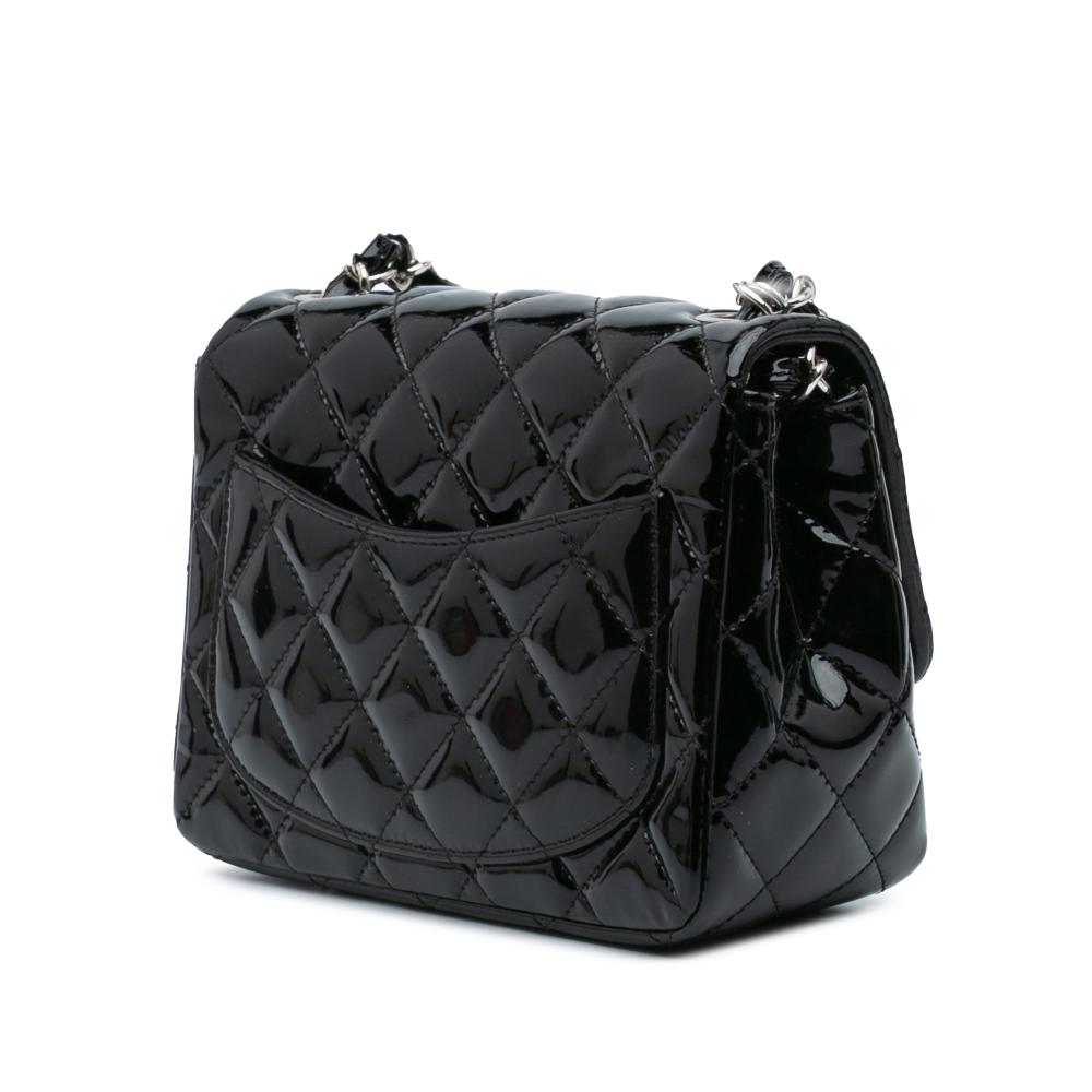 Chanel B Chanel Black Patent Leather Leather Mini Square Classic Patent Single Flap Italy