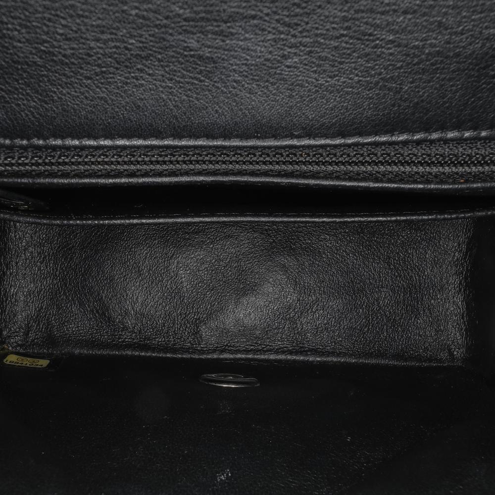 Chanel B Chanel Black Patent Leather Leather Mini Square Classic Patent Single Flap Italy