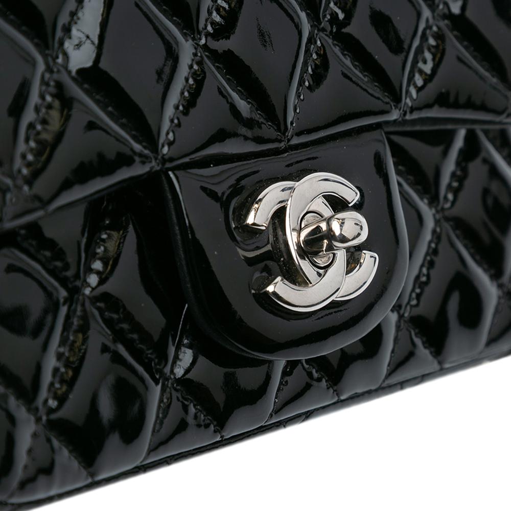 Chanel B Chanel Black Patent Leather Leather Mini Square Classic Patent Single Flap Italy