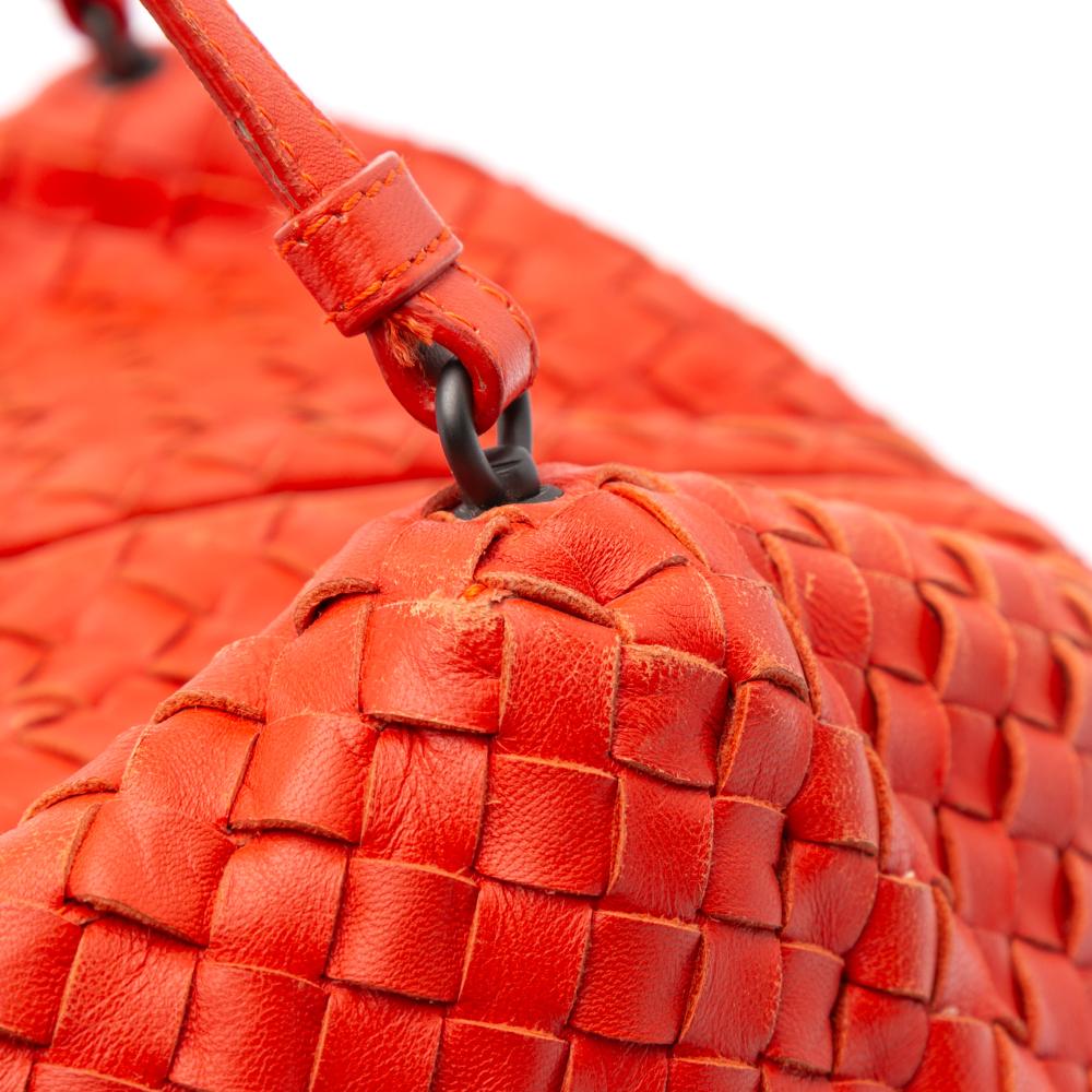 Bottega Veneta B Bottega Veneta Red Nappa Leather Leather Nappa Intrecciato Cube Shoulder Bag Italy