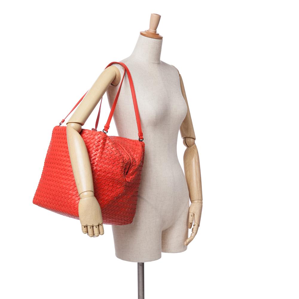 Bottega Veneta B Bottega Veneta Red Nappa Leather Leather Nappa Intrecciato Cube Shoulder Bag Italy