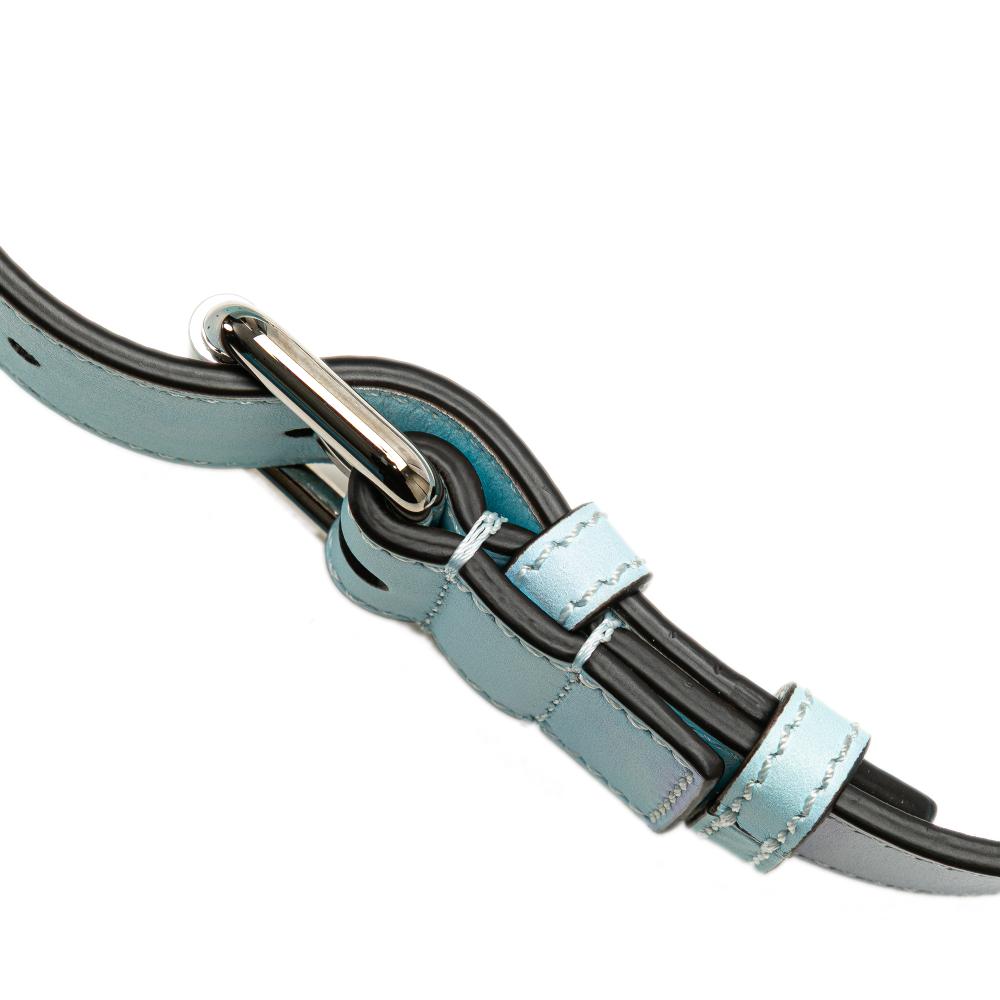 Fendi B Fendi Blue Light Blue Calf Leather Medium Zucca Perforated Baguette Messenger Bag Italy