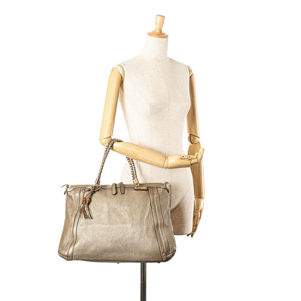 Gucci B Gucci Gold Calf Leather Large Bella Tote Italy