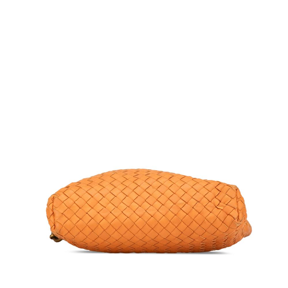 Bottega Veneta B Bottega Veneta Orange Calf Leather Intrecciato Crossbody Italy