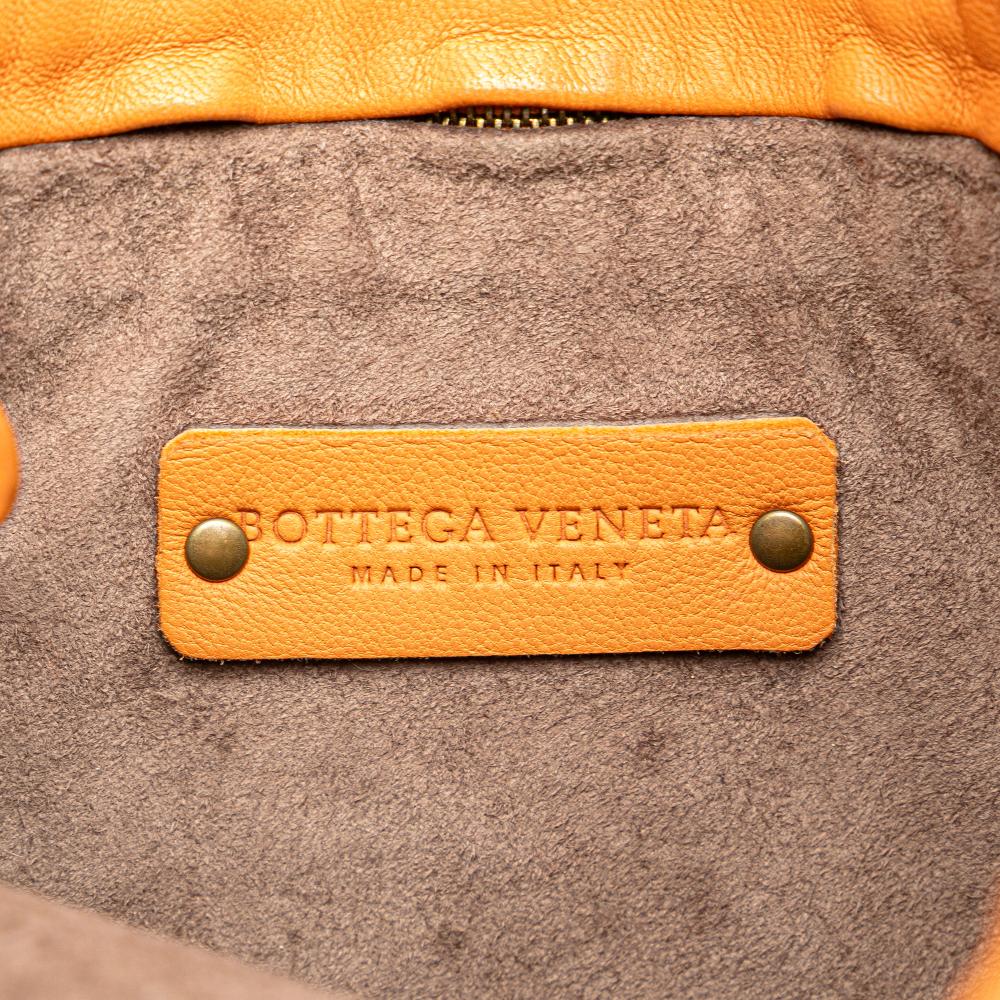 Bottega Veneta B Bottega Veneta Orange Calf Leather Intrecciato Crossbody Italy