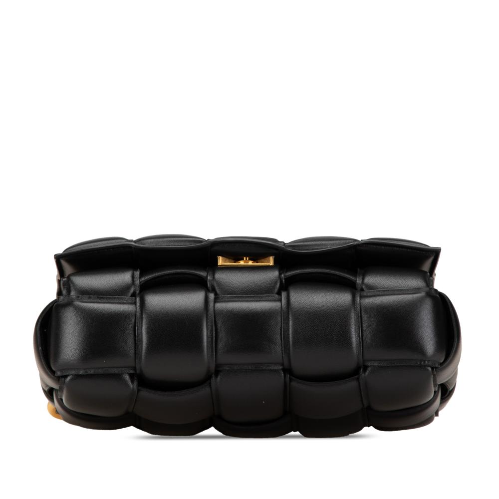 Bottega Veneta AB Bottega Veneta Black Nappa Leather Leather Nappa Intrecciato Padded Chain Cassette Satchel Italy