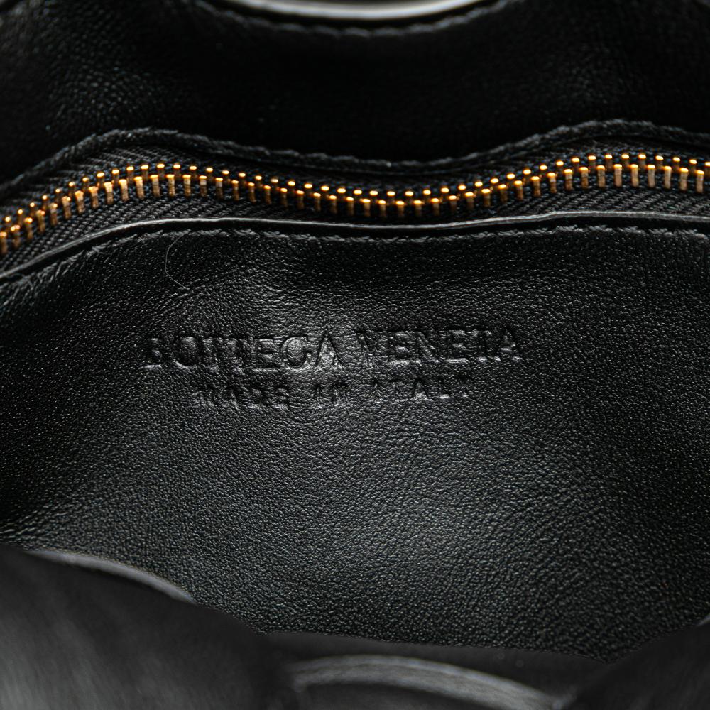 Bottega Veneta AB Bottega Veneta Black Nappa Leather Leather Nappa Intrecciato Padded Chain Cassette Satchel Italy