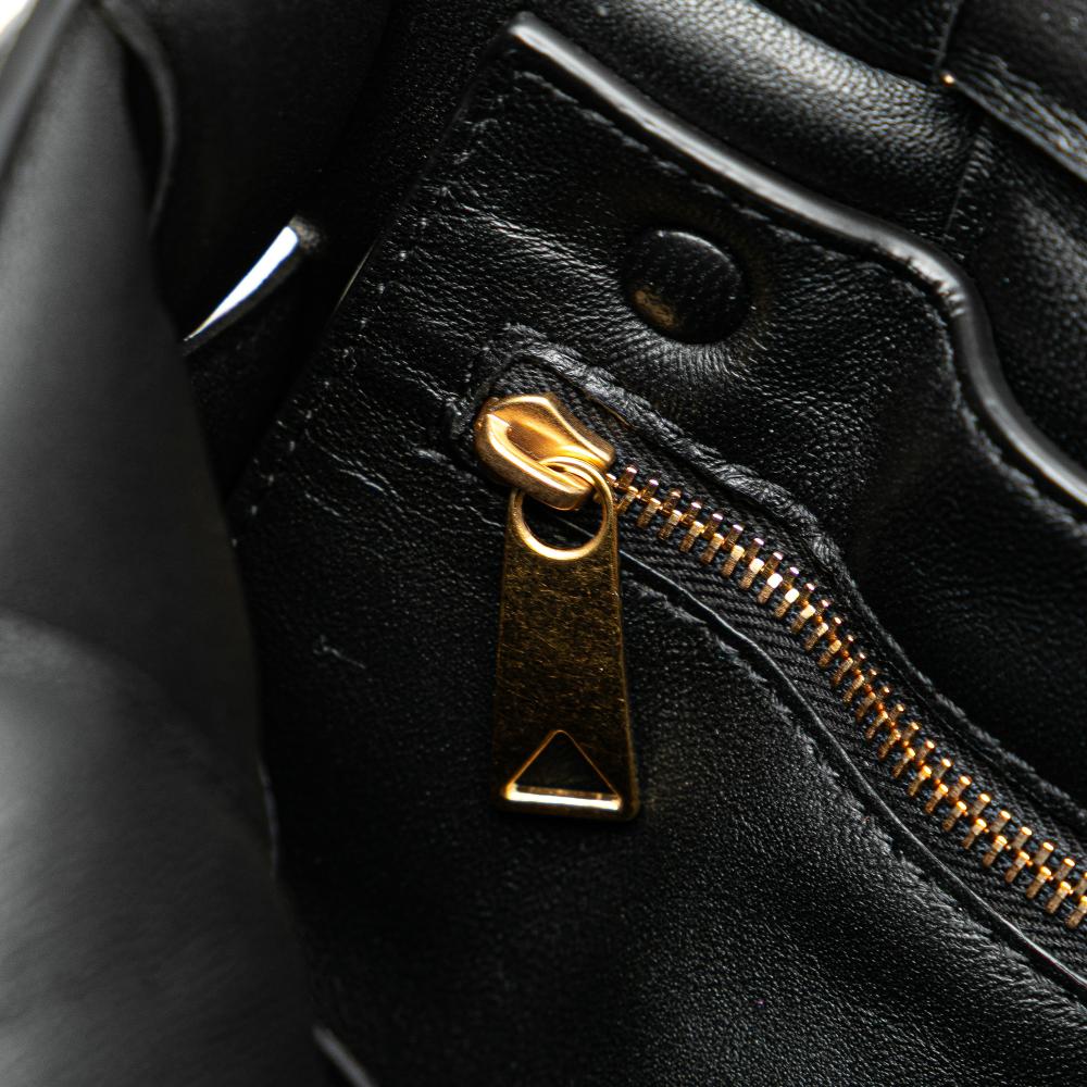 Bottega Veneta AB Bottega Veneta Black Nappa Leather Leather Nappa Intrecciato Padded Chain Cassette Satchel Italy