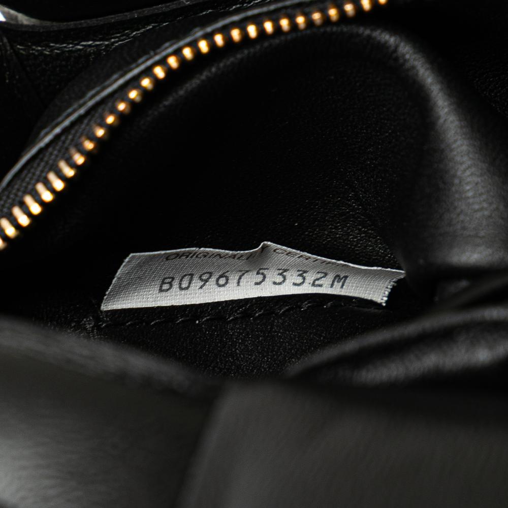 Bottega Veneta AB Bottega Veneta Black Nappa Leather Leather Nappa Intrecciato Padded Chain Cassette Satchel Italy