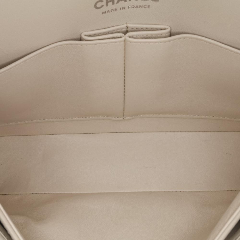 Chanel B Chanel White Off White Lambskin Leather Leather Small Classic Chevron Lambskin Double Flap France