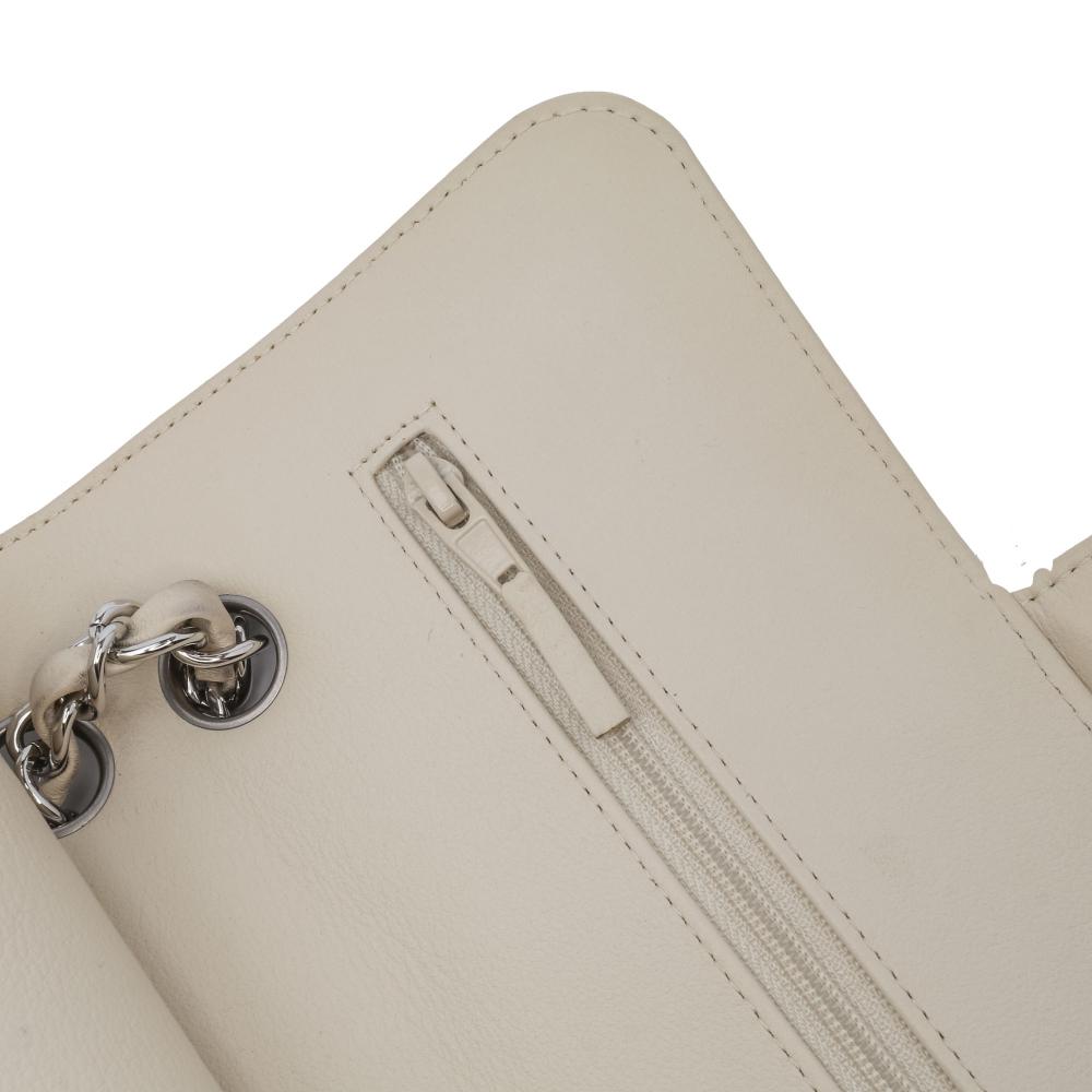 Chanel B Chanel White Off White Lambskin Leather Leather Small Classic Chevron Lambskin Double Flap France