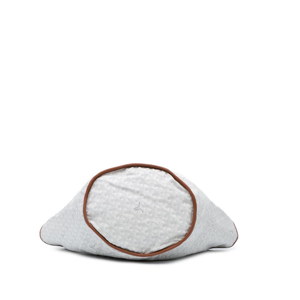 Goyard B Goyard White with Brown Canvas Fabric Goyardine Reversible Belharra Tote France
