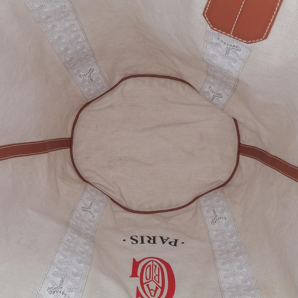 Goyard B Goyard White with Brown Canvas Fabric Goyardine Reversible Belharra Tote France