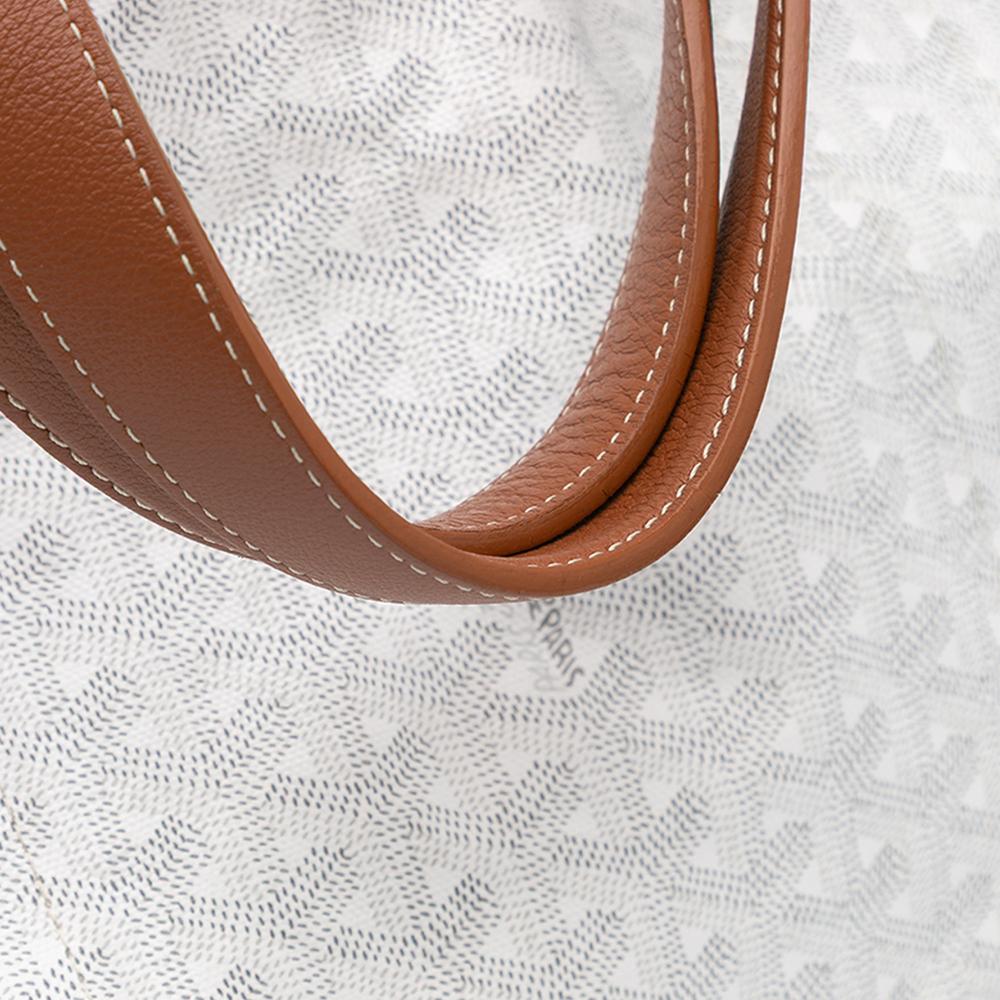 Goyard B Goyard White with Brown Canvas Fabric Goyardine Reversible Belharra Tote France