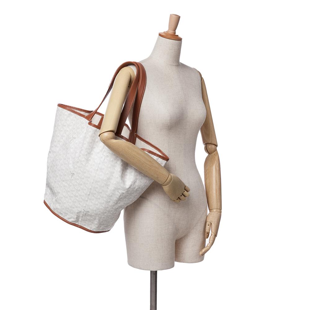 Goyard B Goyard White with Brown Canvas Fabric Goyardine Reversible Belharra Tote France
