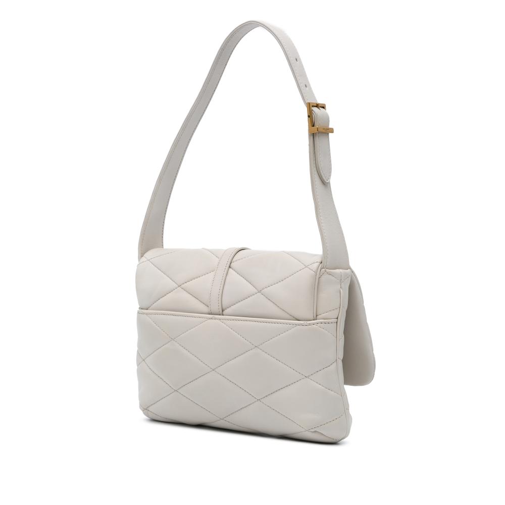 Saint Laurent B Saint Laurent White Lambskin Leather Leather Quilted Lambskin Le 57 Shoulder Bag Italy