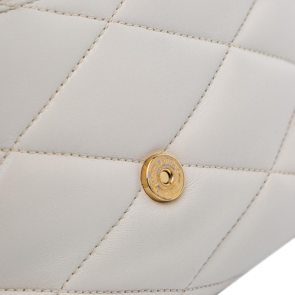 Saint Laurent B Saint Laurent White Lambskin Leather Leather Quilted Lambskin Le 57 Shoulder Bag Italy