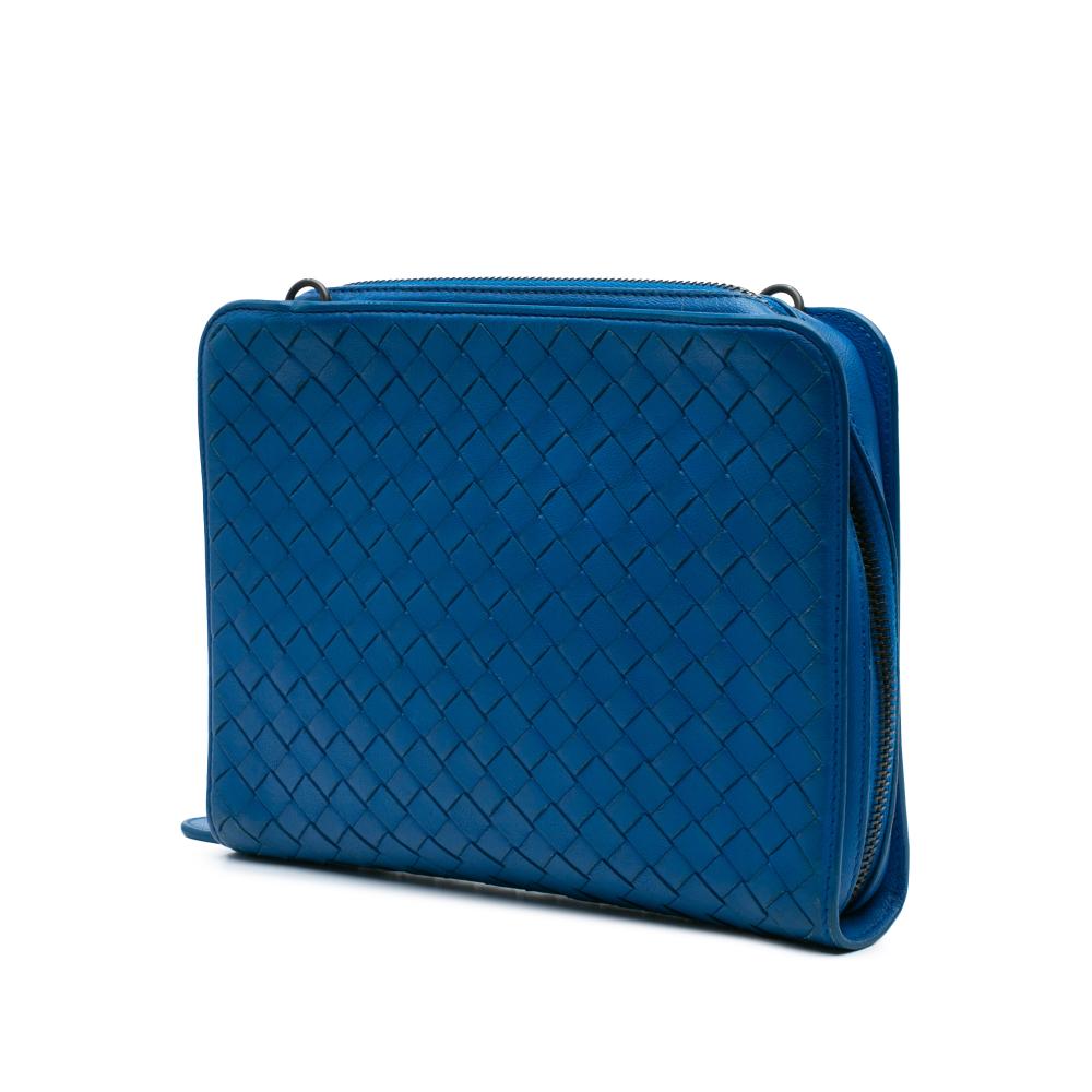 Bottega Veneta B Bottega Veneta Blue Nappa Leather Leather Nappa Intrecciato Zip Around Wallet On Chain Italy