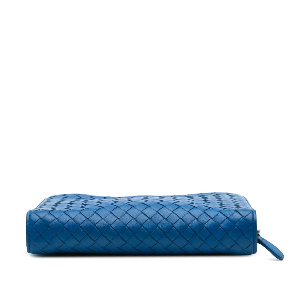 Bottega Veneta B Bottega Veneta Blue Nappa Leather Leather Nappa Intrecciato Zip Around Wallet On Chain Italy