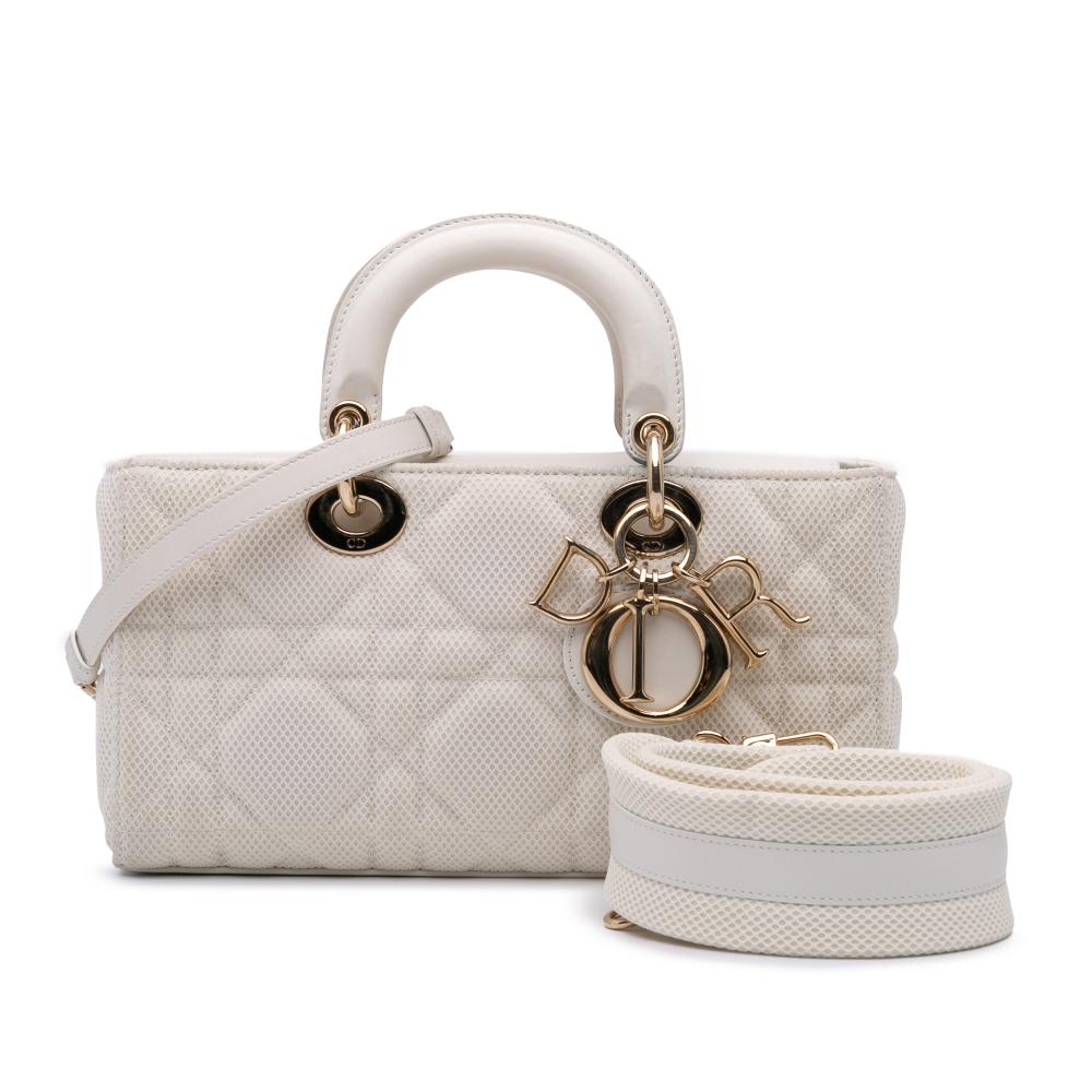 Christian Dior B Dior White N/a Fabric Medium Technical Macrocannage Lady D Joy Italy