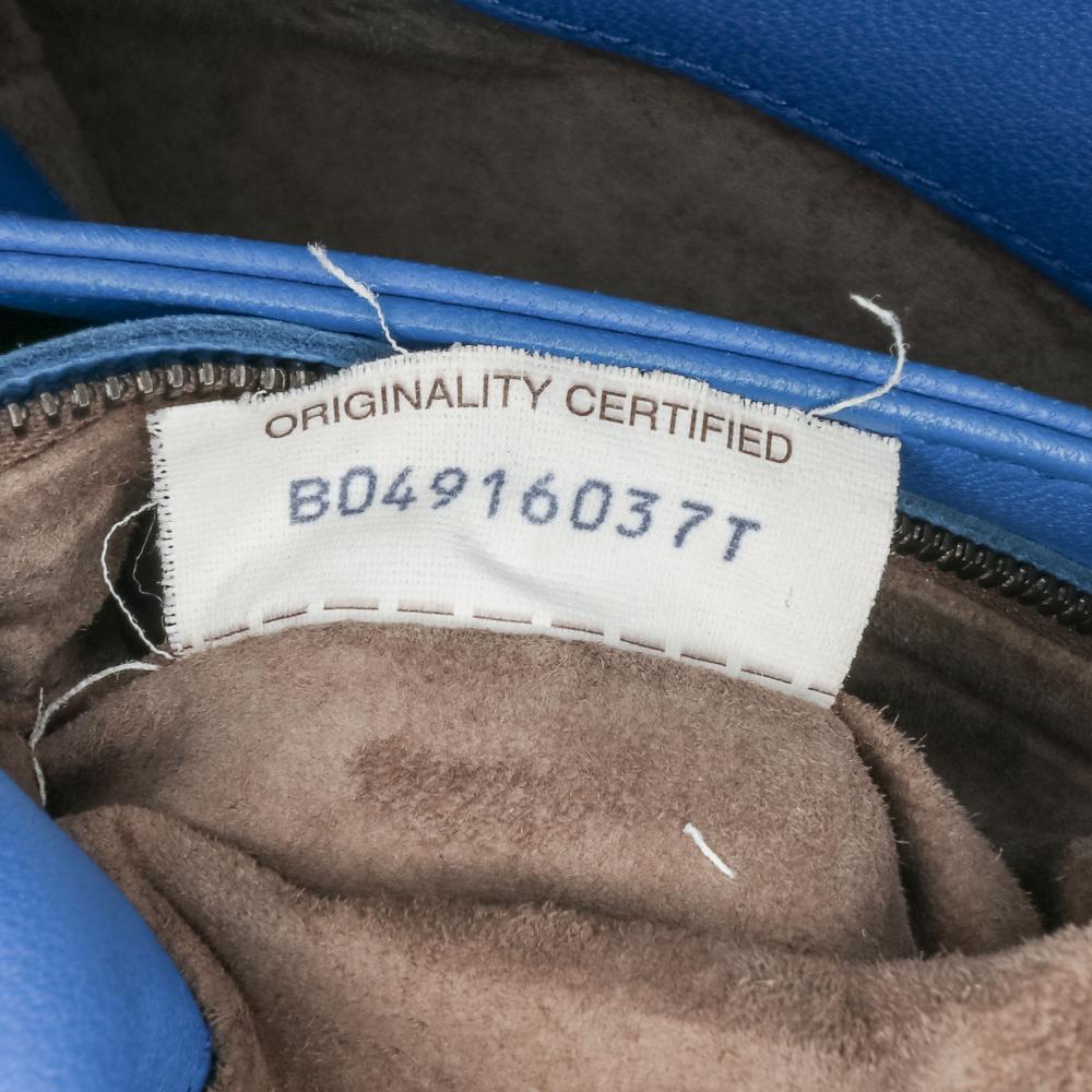 Bottega Veneta B Bottega Veneta Blue Nappa Leather Leather Medium Nappa Intrecciato Olimpia Shoulder Bag Italy