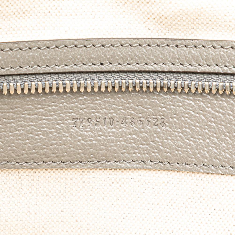 Gucci AB Gucci White with Gray Canvas Fabric Embossed Logo Tote Italy