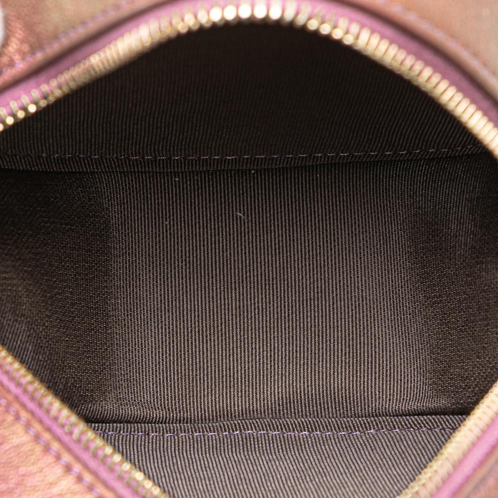 Chanel AB Chanel Purple Lambskin Leather Leather Quilted Iridescent Lambskin Round Clutch With Chain Italy