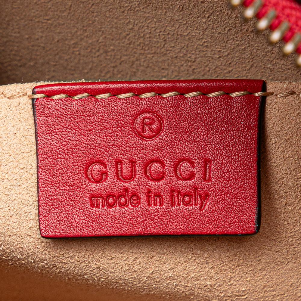 Gucci B Gucci Red Calf Leather Mini GG Marmont Matelasse Crossbody Italy