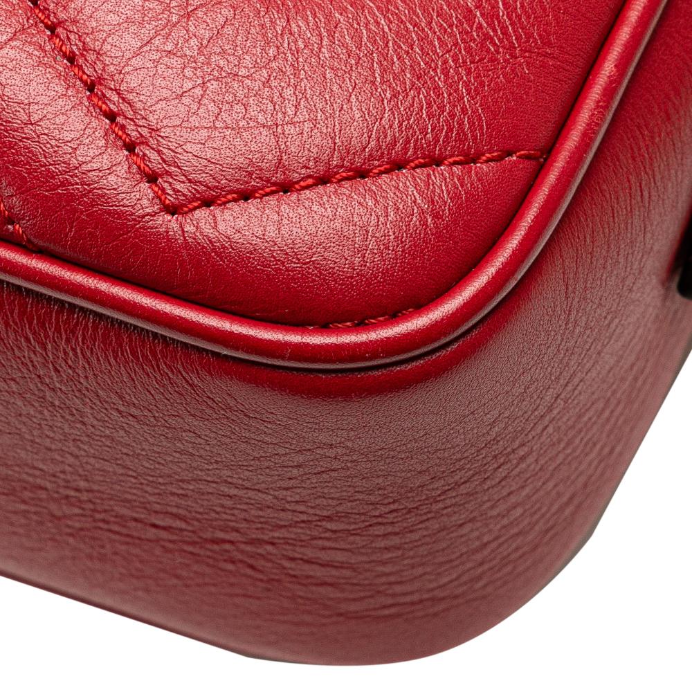 Gucci B Gucci Red Calf Leather Mini GG Marmont Matelasse Crossbody Italy