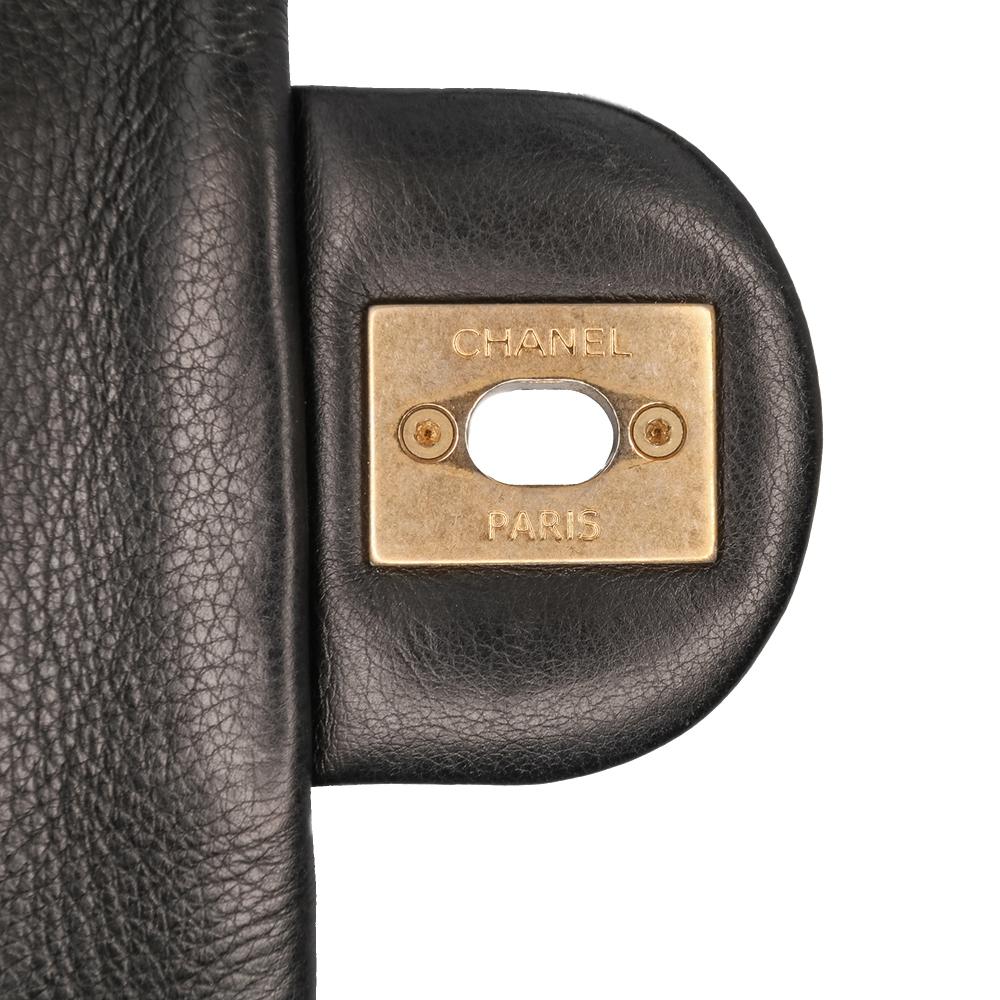 Chanel B Chanel Black Lambskin Leather Leather CC Chevron Lambskin Round Flap Satchel Italy