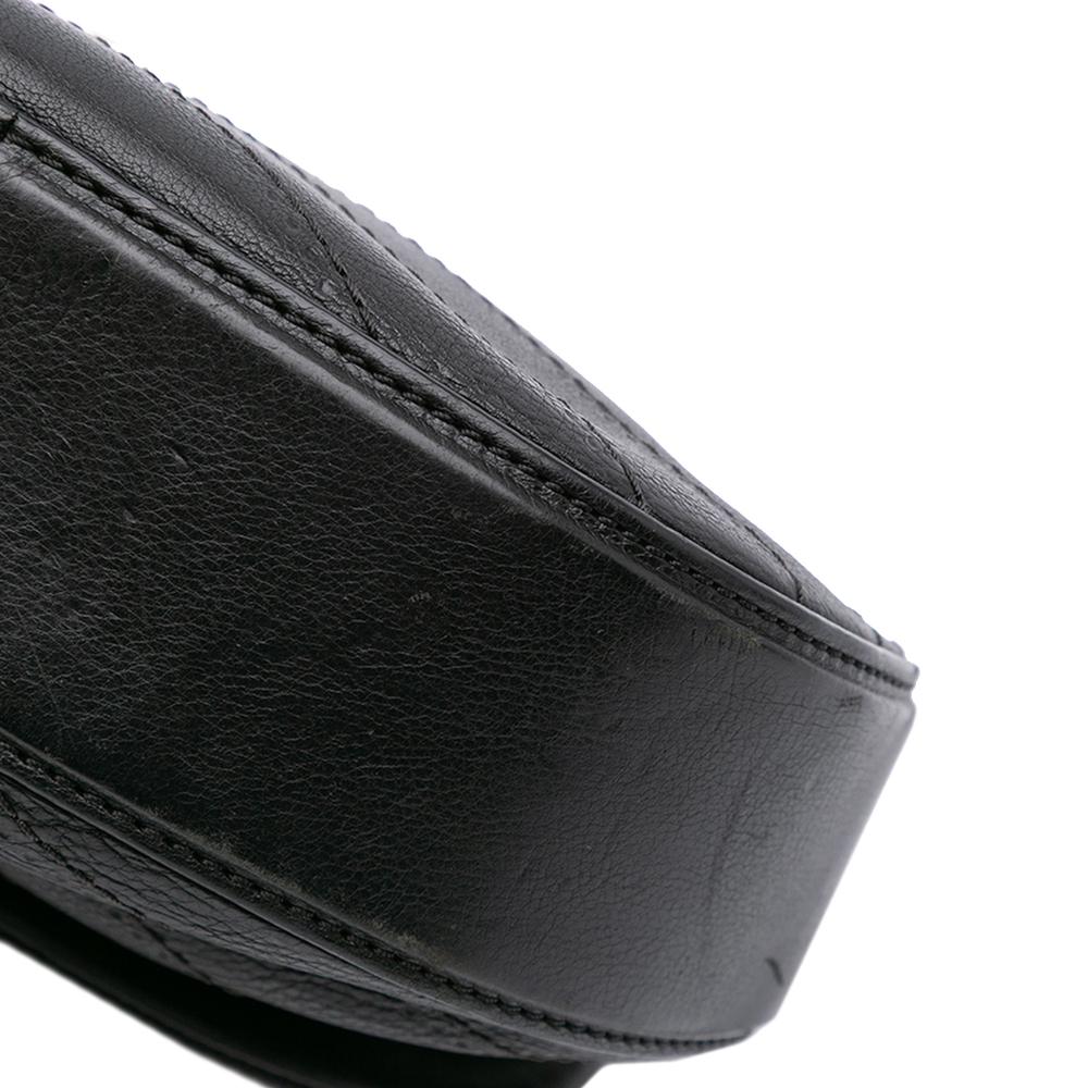 Chanel B Chanel Black Lambskin Leather Leather CC Chevron Lambskin Round Flap Satchel Italy