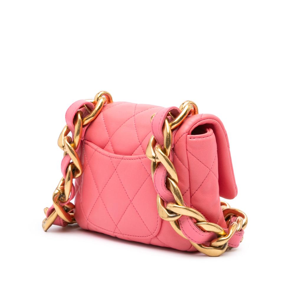 Chanel B Chanel Pink Lambskin Leather Leather Mini Quilted Lambskin Funky Town Flap Italy
