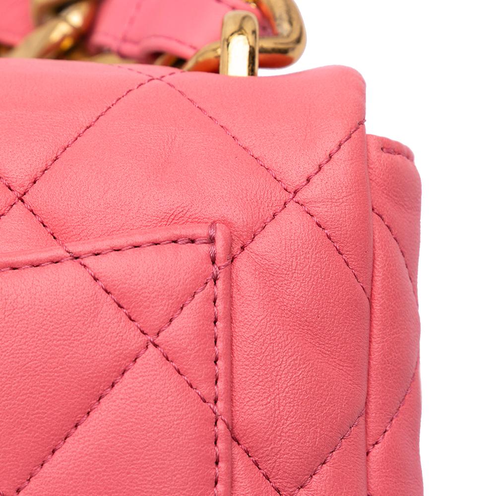 Chanel B Chanel Pink Lambskin Leather Leather Mini Quilted Lambskin Funky Town Flap Italy