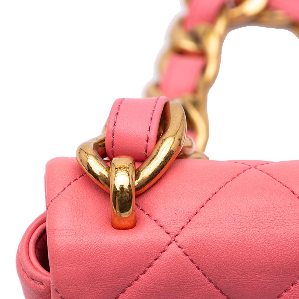 Chanel B Chanel Pink Lambskin Leather Leather Mini Quilted Lambskin Funky Town Flap Italy