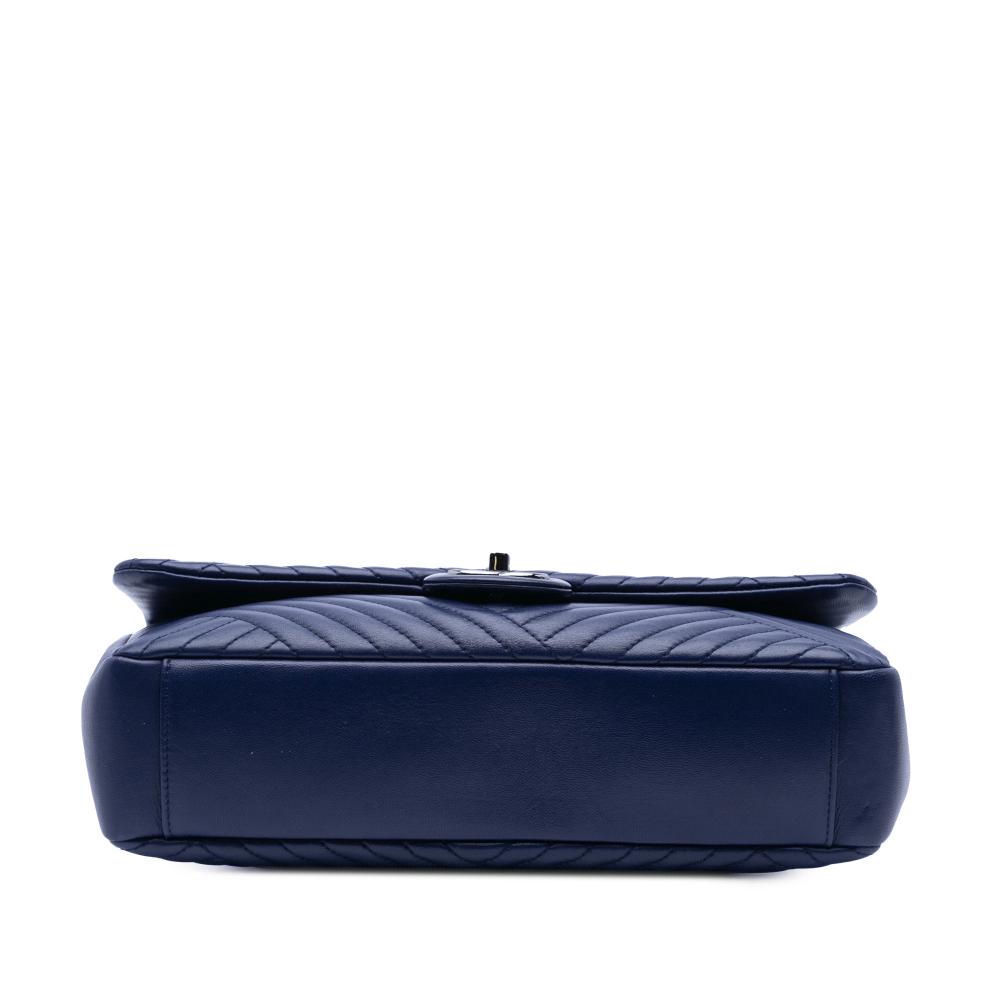 Chanel B Chanel Blue Dark Blue Lambskin Leather Leather Large Lambskin CC Crossing Flap Italy